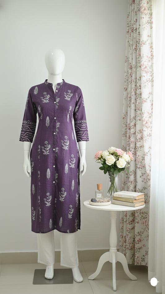 Purple Cotton Kurti