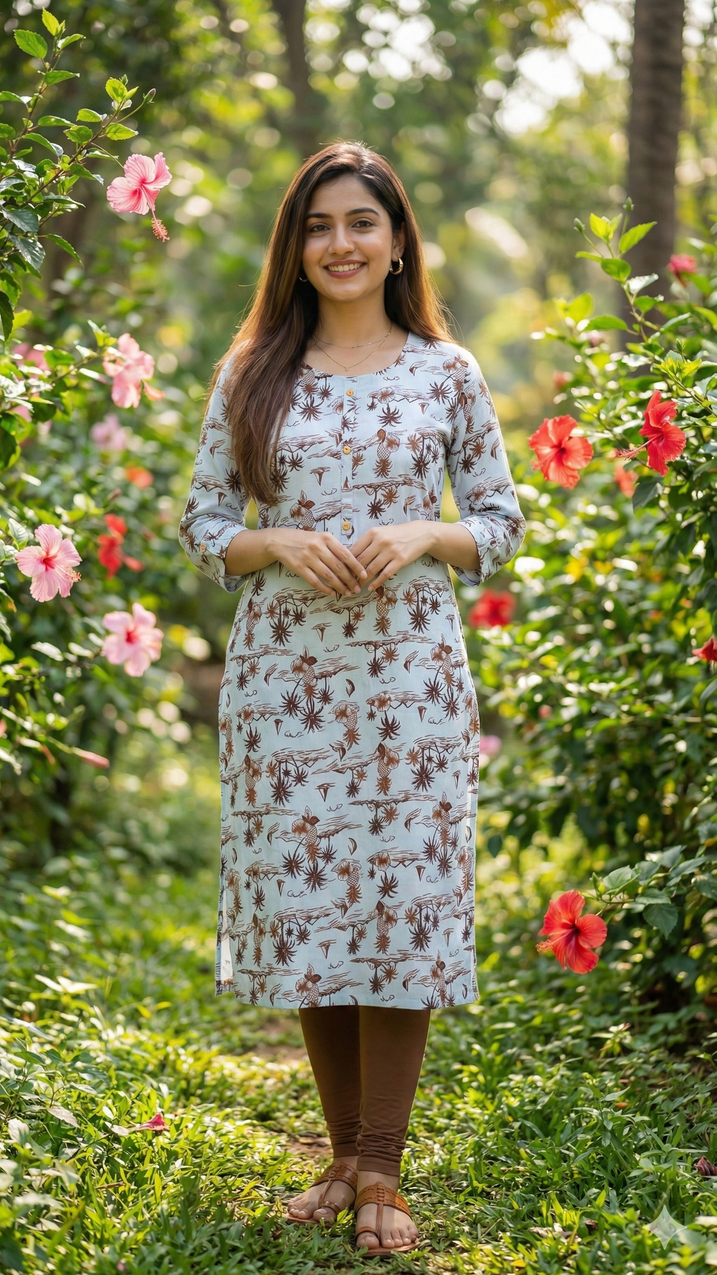 Blue Floral Printed Kurti