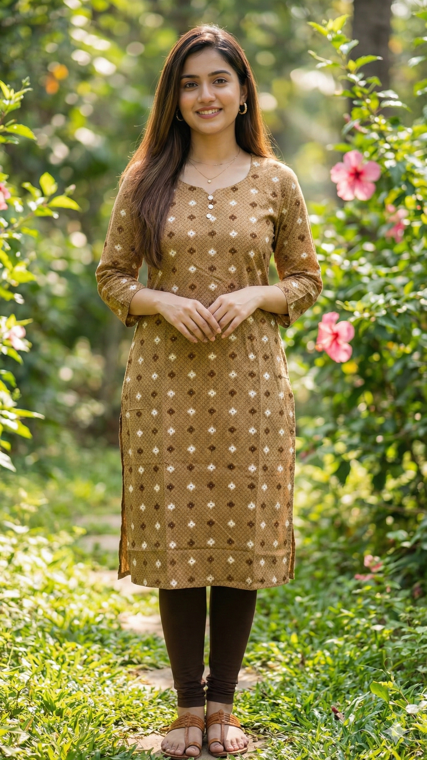Beige Printed kurti