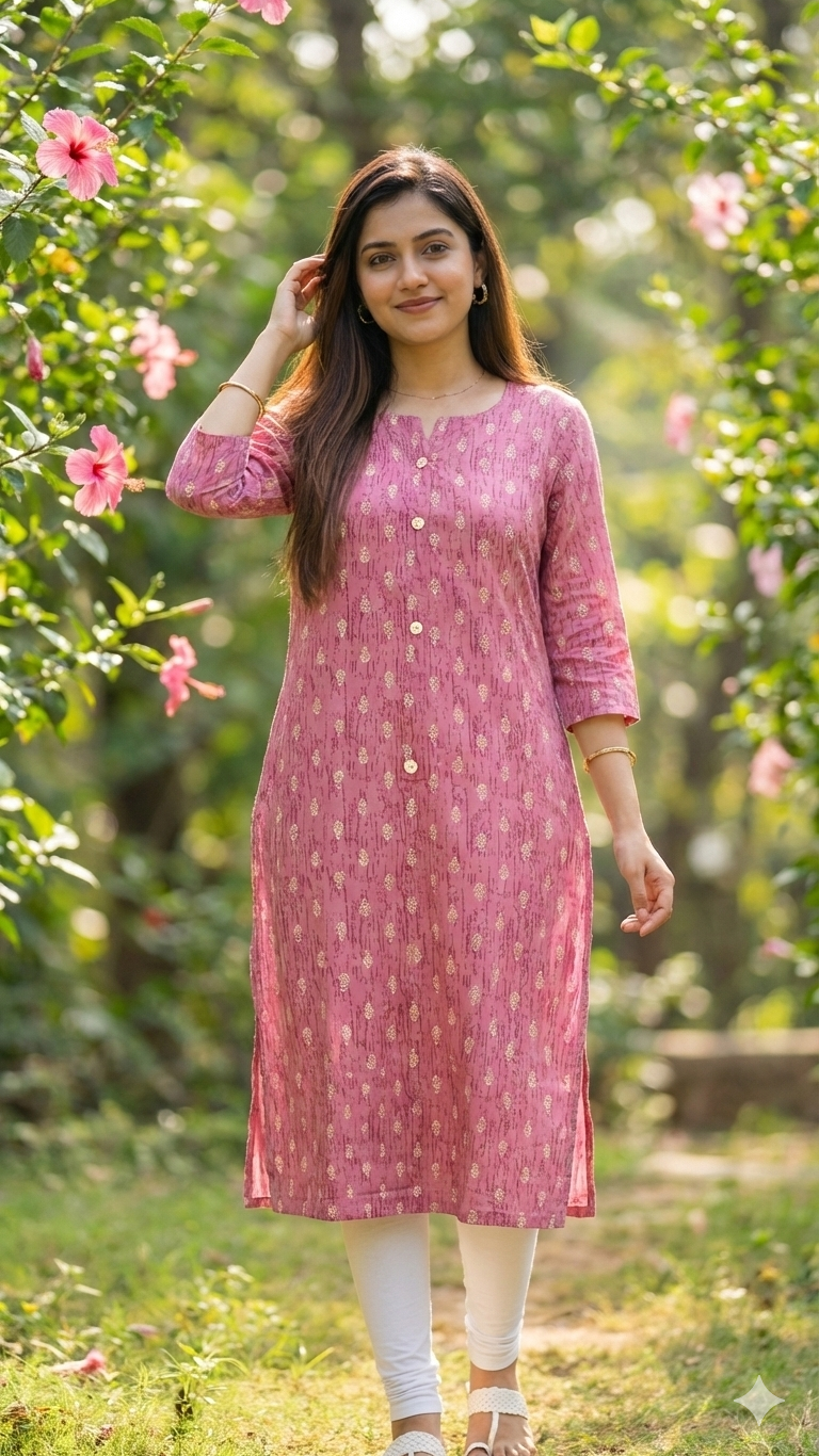 Pink Printed Kurti