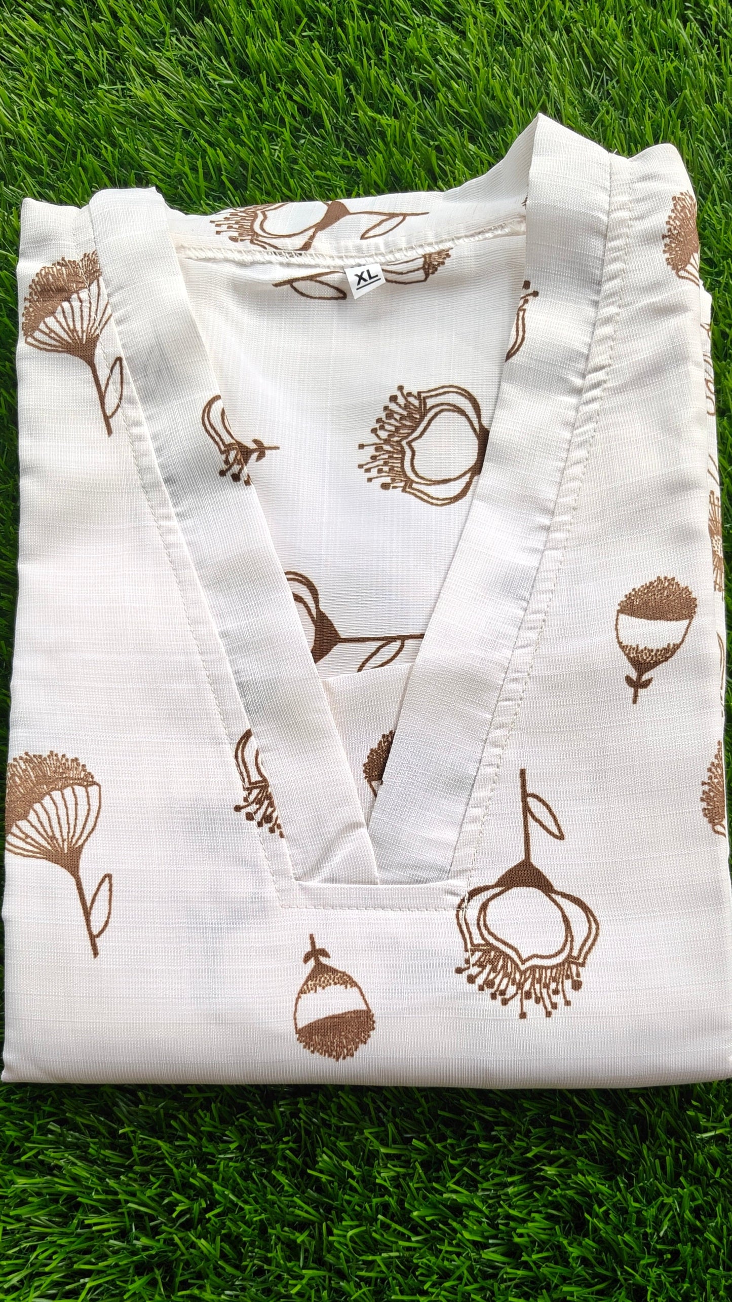 Printed Off White Kurti