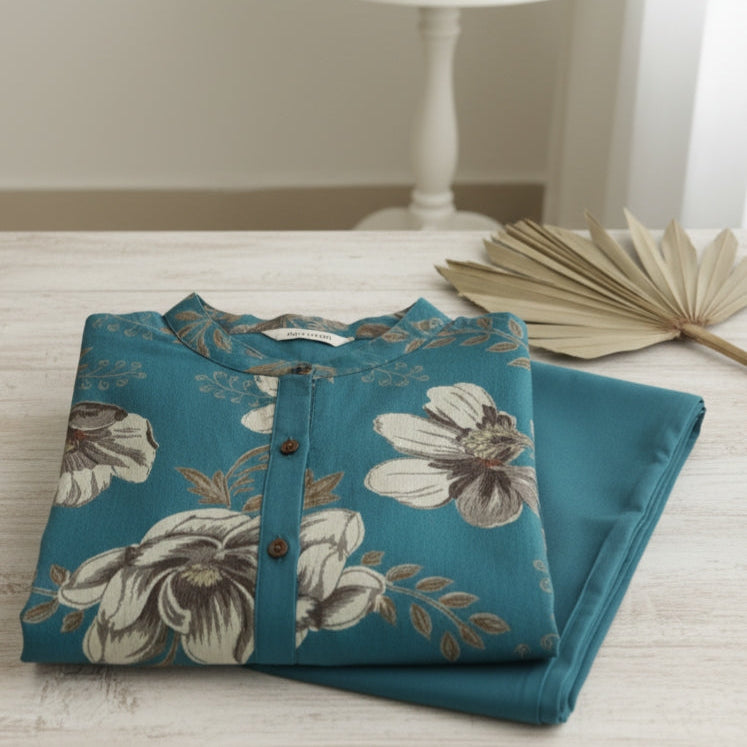 Blue Floral Printed Co-Ord Sets