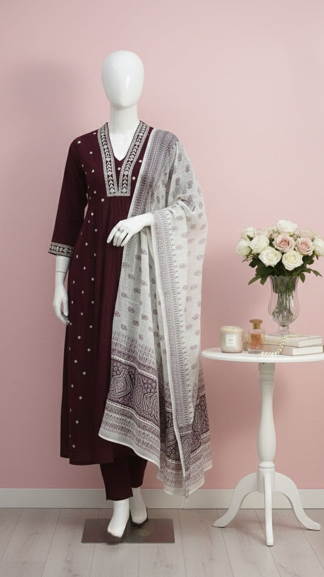 Dark Purple churidhar Set