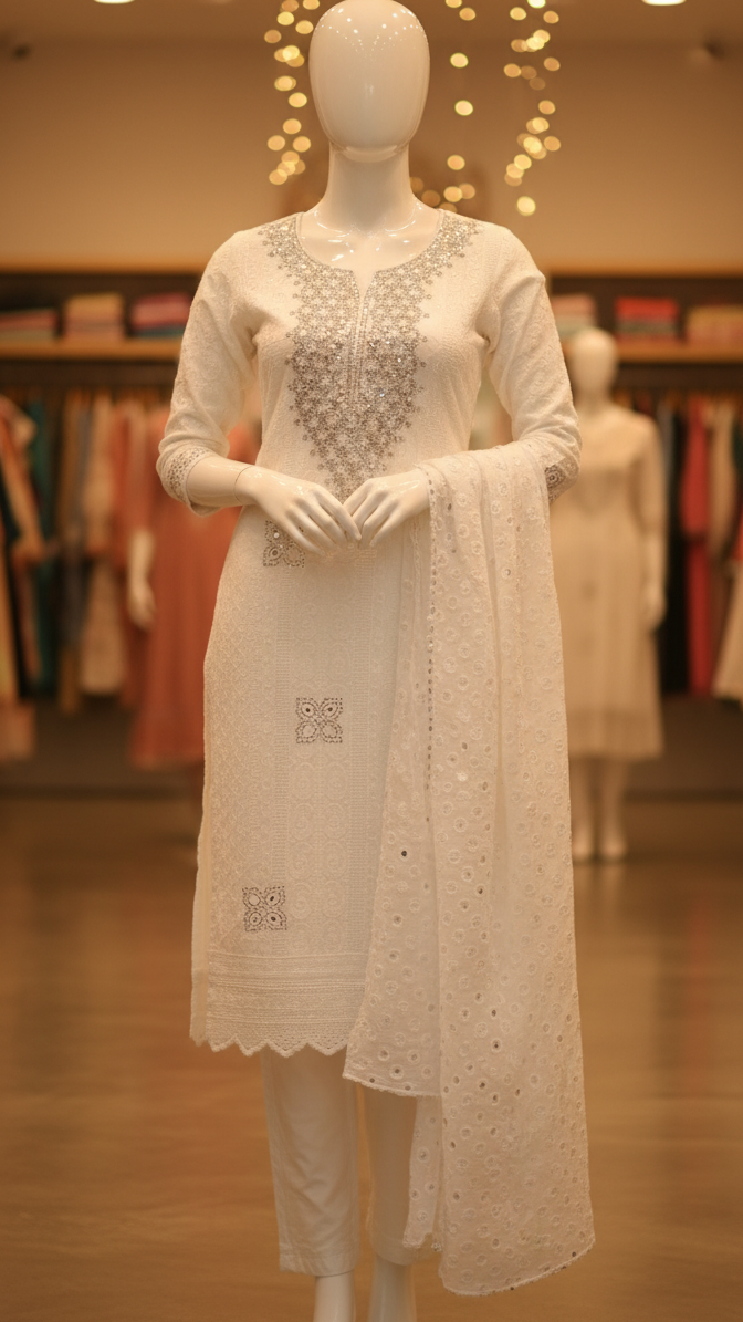 White Christmas special churidhar set