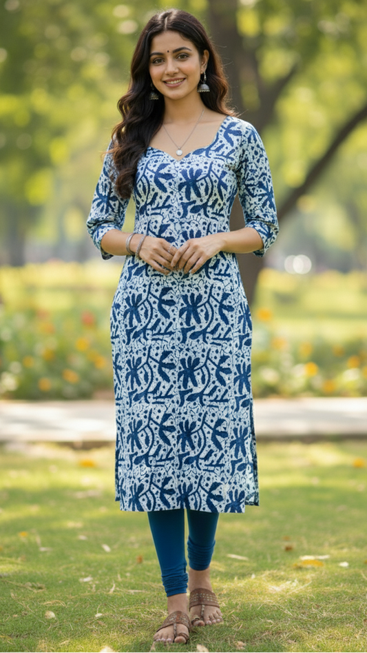 Blue Cotton Kurti