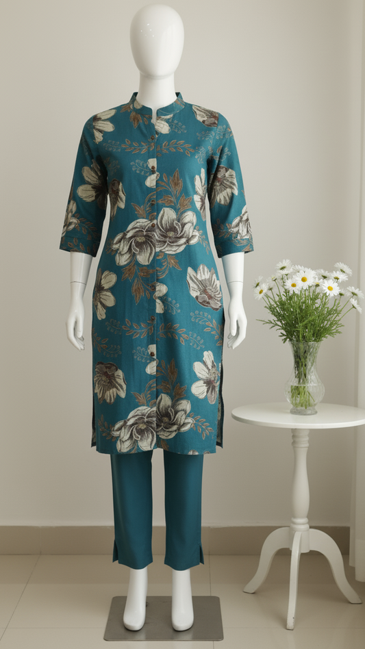 Blue Floral Printed Co-Ord Sets