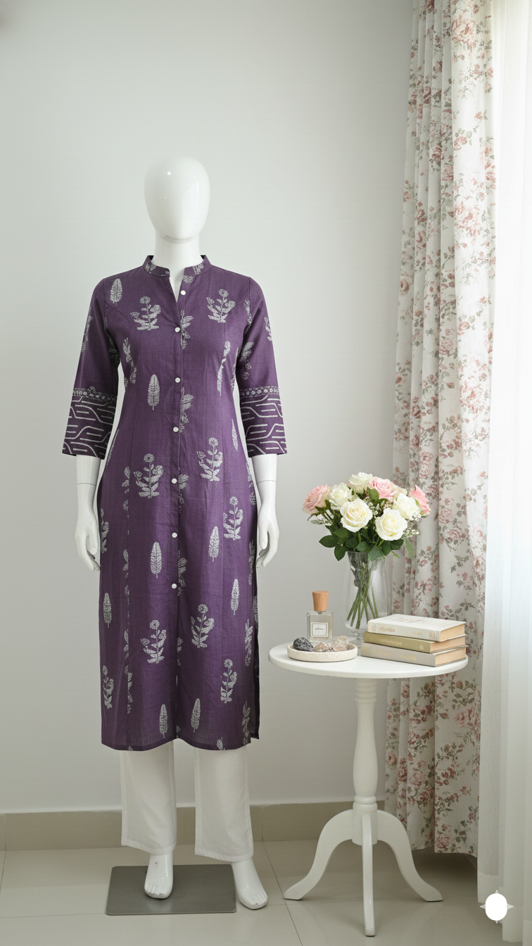 Purple Cotton Kurti