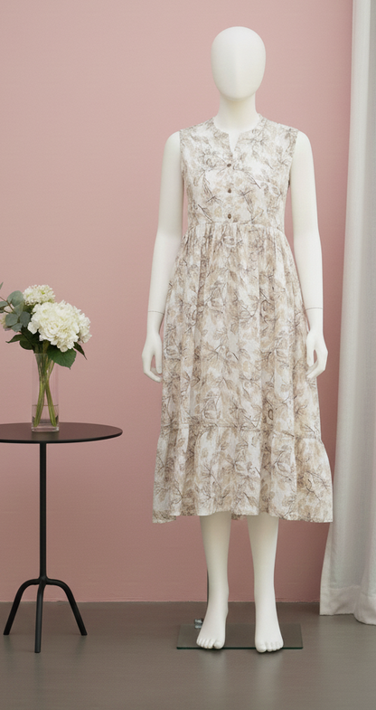 White Floral Printed Tops