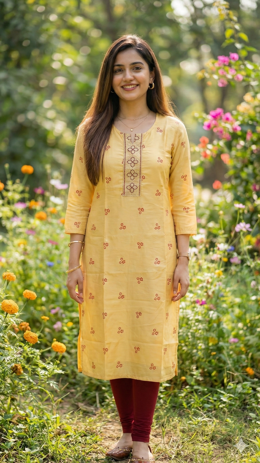 Yellow Classic Kurti