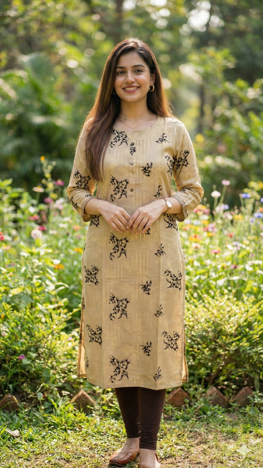 Beige Cotton Kurti