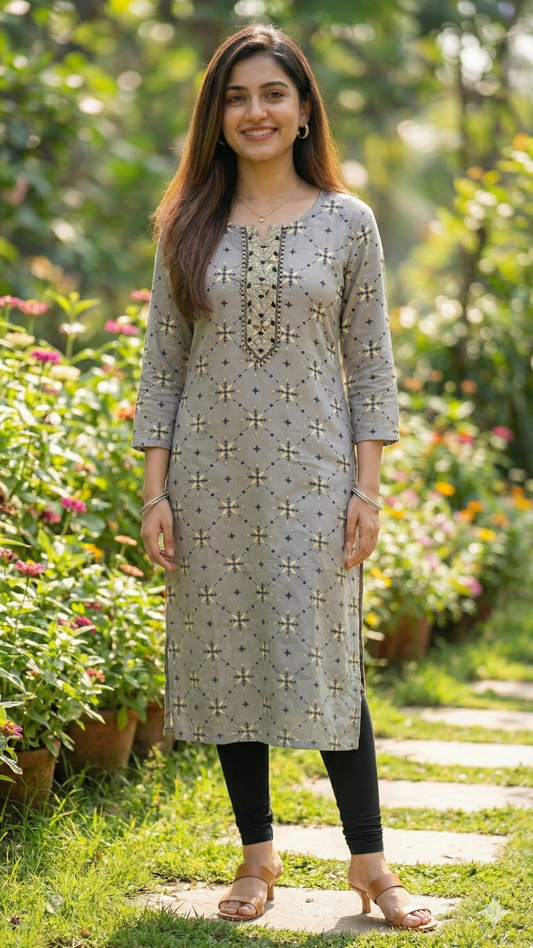 Grey Cotton Kurti