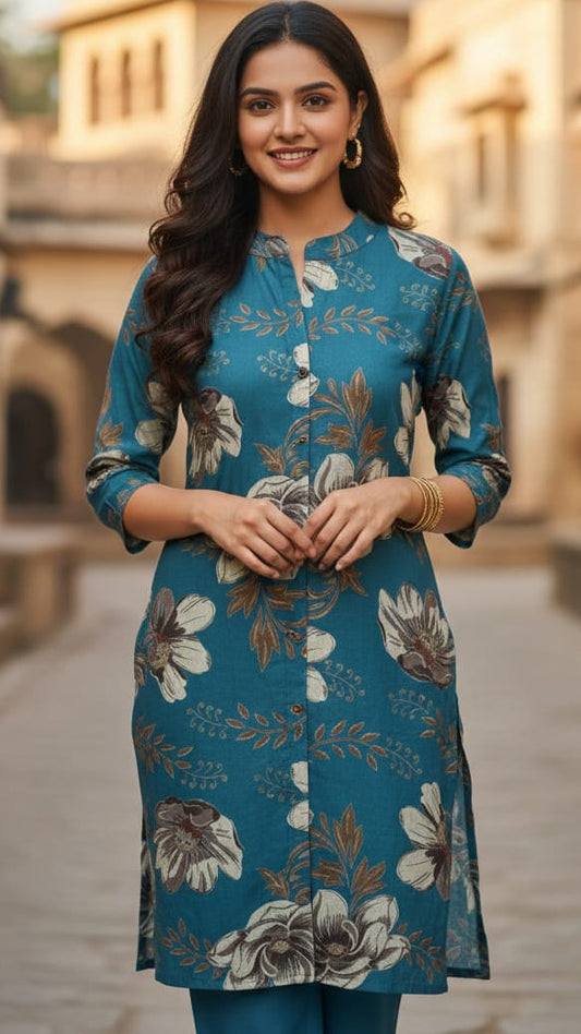 Blue Floral Printed Co-Ord Sets