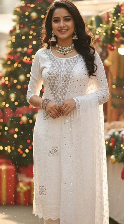 White Christmas special churidhar set