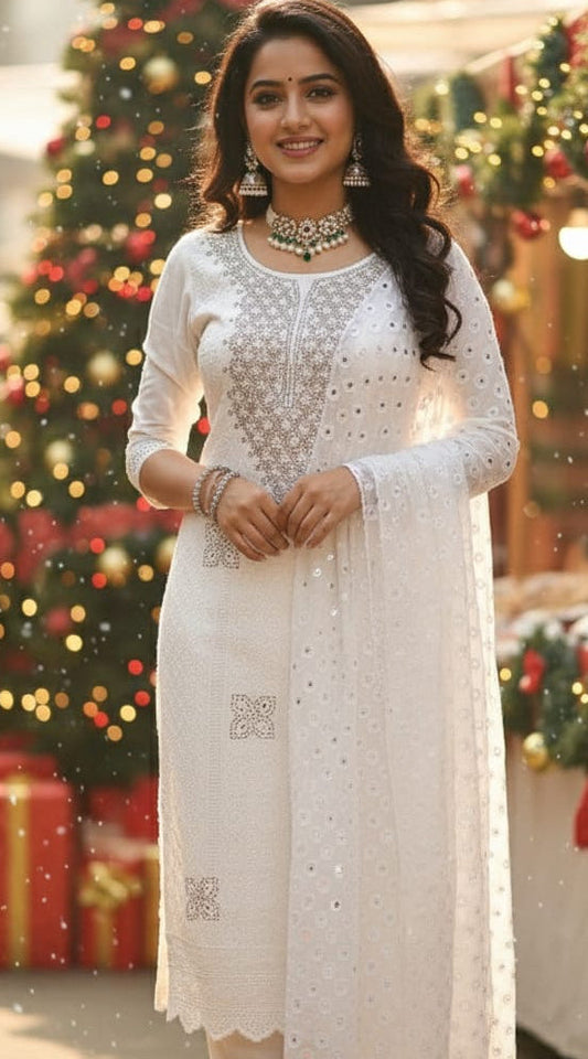 White Christmas special churidhar set