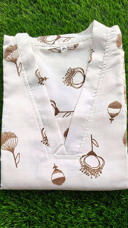 Printed Off White Kurti