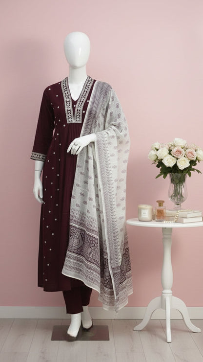Dark Purple churidhar Set
