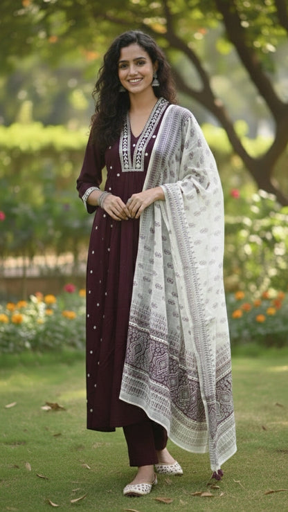 Dark Purple churidhar Set