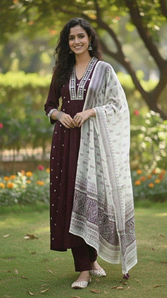 Dark Purple churidhar Set