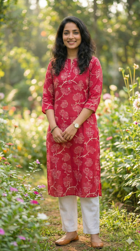 Red Floral Kurti